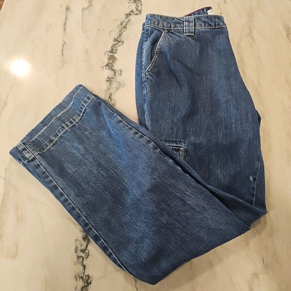 Vintage Y2K Tommy Hilfiger DENIM Baggy Cargo Jeans Women Size 8